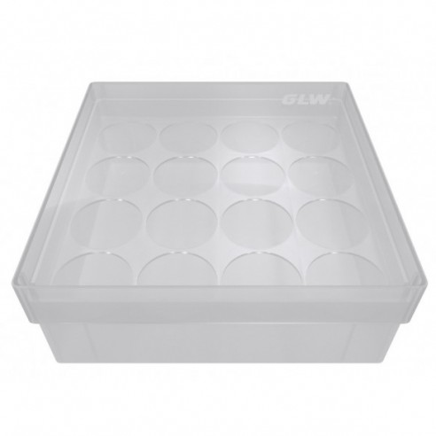 Cryo Box with 4X4 compartments for vials up to 25mm diameter, 130x130x52mm, natural