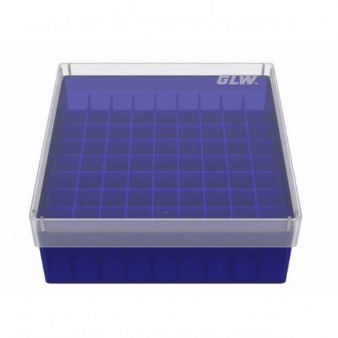 GLW-Box PP blue, 130 x 130 x 52 mm, for 9 x 9 tubes
