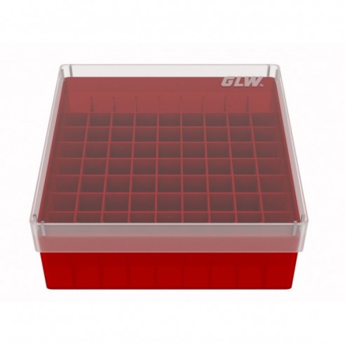 GLW-Box PP firered, 130 x 130 x 52 mm, for 9 x 9 tubes