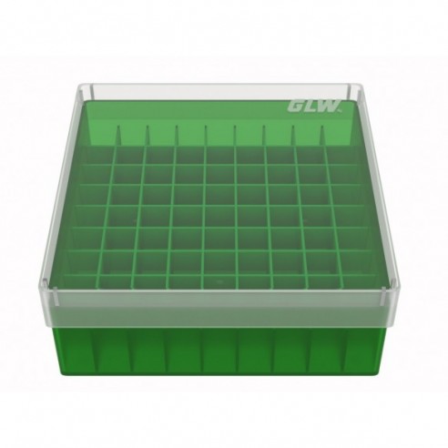 GLW-Box PP green, 130 x 130 x 52 mm, for 9 x 9 tubes