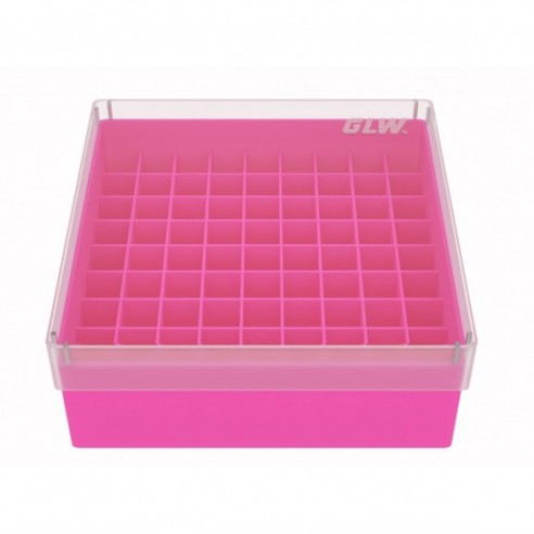 GLW-Box PP pink, 130 x 130 x 52 mm, for 9 x 9 tubes