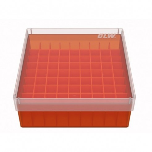 GLW-Box PP red, 130 x 130 x 52 mm, for 9 x 9 tubes