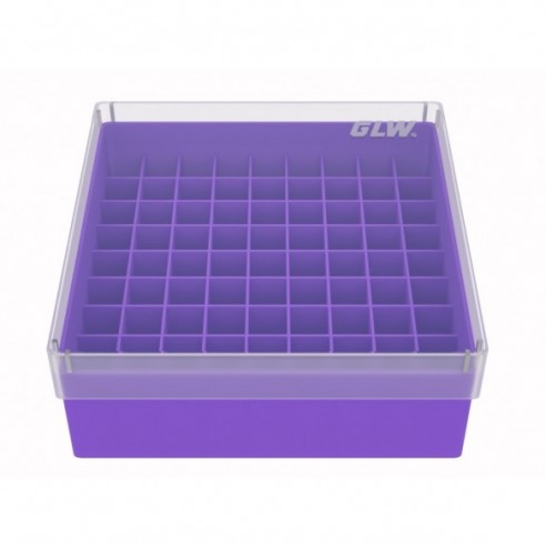 GLW-Box PP violet, 130 x 130 x 52 mm, for 9 x 9 tubes