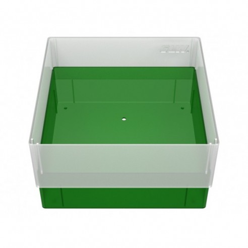 GLW-Box PP green, 130 x 130 x 75 mm, w/o divider