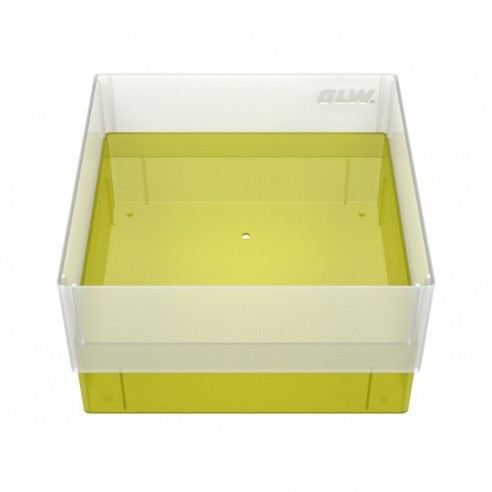GLW-Box PP yellow, 130 x 130 x 75 mm, w/o divider