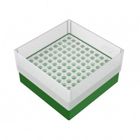 GLW-Box PP green, 130 x 130 x 75 mm, double for 10 x 10 tubes