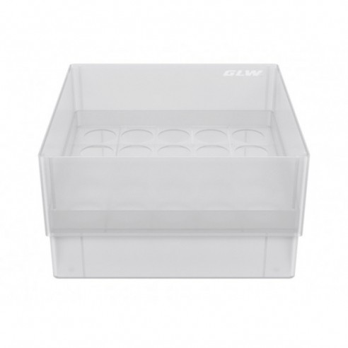 CRYO BOX WITH 5X5 COMPARTMENTS FOR WIDE-NECK BOTTLES UP TO 21.6 MM DIAMETER, NATURAL
