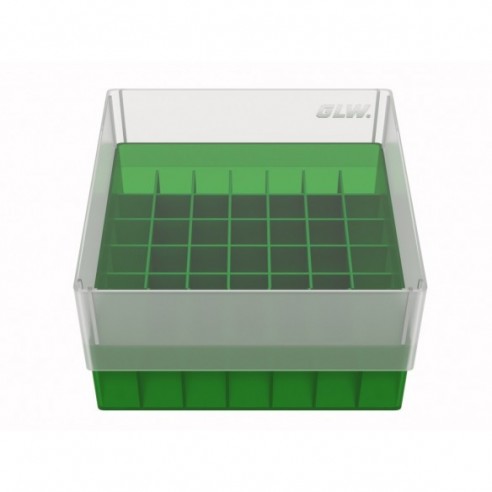 GLW-Box PP green, 130 x 130 x 75 mm, for 7 x 7 tubes
