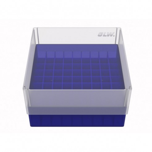 GLW-Box PP blue, 130 x 130 x 75 mm, for 9 x 9 tubes