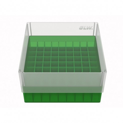 GLW-Box PP green, 130 x 130 x 75 mm, for 9 x 9 tubes