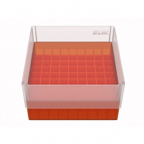 GLW-Box PP red, 130 x 130 x 75 mm, for 9 x 9 tubes