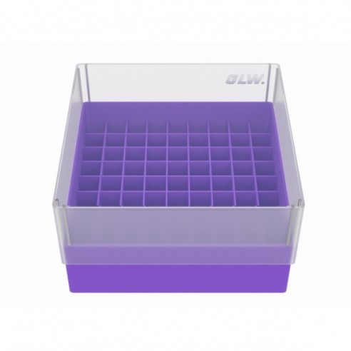 GLW-Box PP violet, 130 x 130 x 75 mm, for 9 x 9 tubes