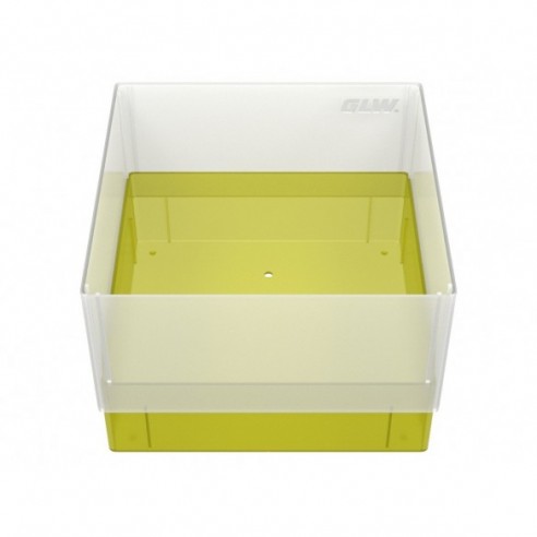 GLW-Box PP yellow, 130 x 130 x 90 mm, w/o divider