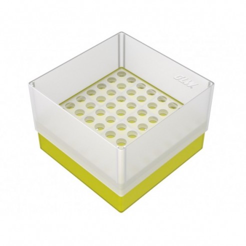 GLW-Box PP yellow, 130 x 130 x 90 mm, double for 8 x 8 tubes