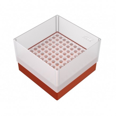 GLW-Box PP red, 130 x 130 x 90 mm, double for 10 x 10 tubes