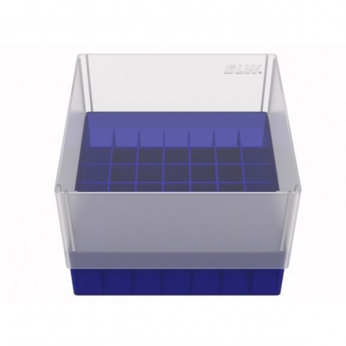 GLW-Box PP blue, 130 x 130 x 90 mm, for 7 x 7 tubes