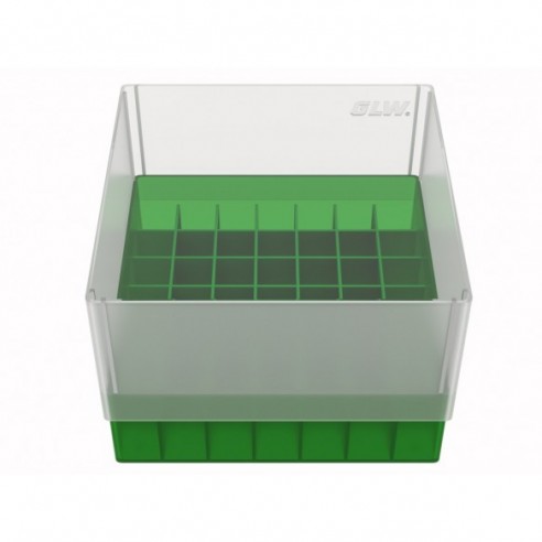 GLW-Box PP green, 130 x 130 x 90 mm, for 7 x 7 tubes