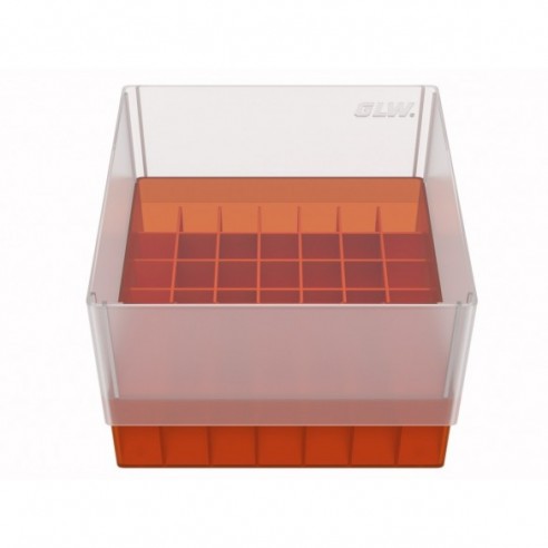 GLW-Box PP red, 130 x 130 x 90 mm, for 7 x 7 tubes