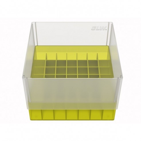 GLW-Box PP yellow, 130 x 130 x 90 mm, for 7 x 7 tubes