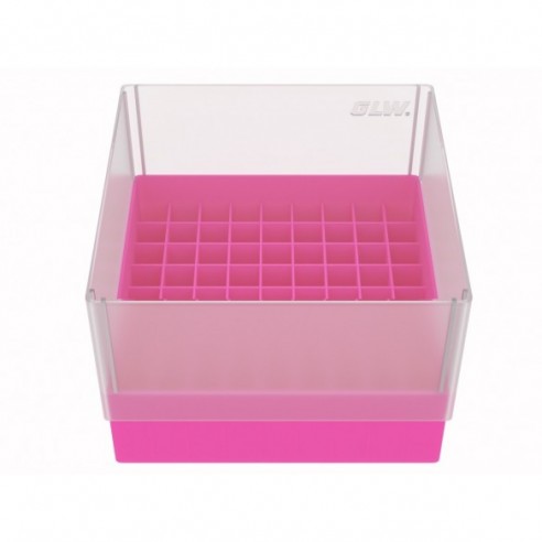 GLW-Box PP pink, 130 x 130 x 90 mm, for 9 x 9 tubes