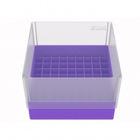 GLW-Box PP violet, 130 x 130 x 90 mm, for 9 x 9 tubes