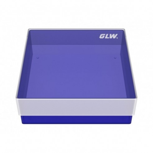GLW-Box PP blue, 130 x 130 x 45 mm, w/o divider and holes