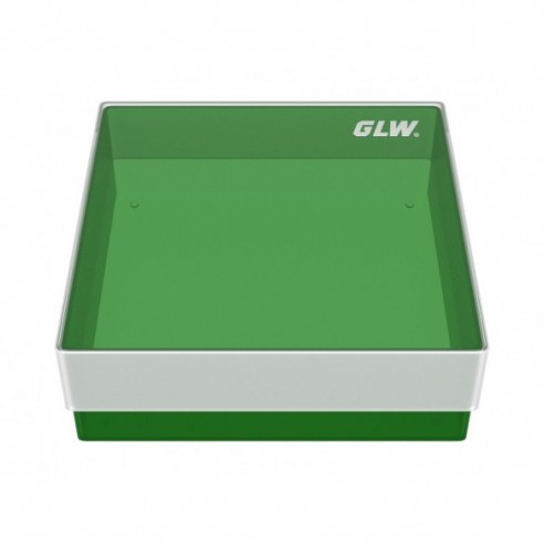 GLW-Box PP green, 130 x 130 x 45 mm, w/o divider and holes