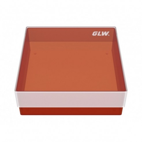 GLW-Box PP red, 130 x 130 x 45 mm, w/o divider and holes