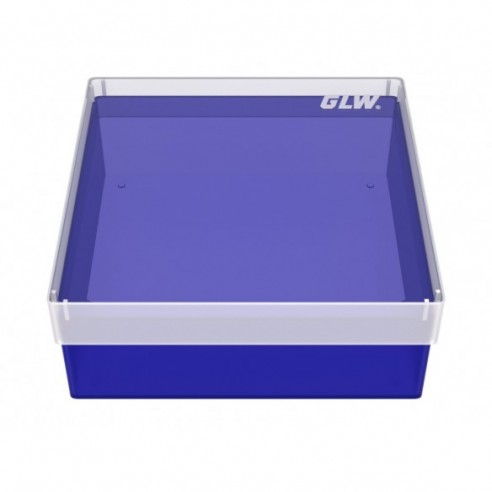 GLW-Box PP blue, 130 x 130 x 52 mm, w/o divider and holes