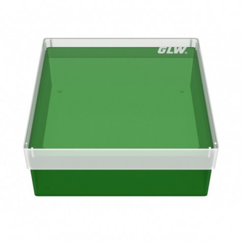 GLW-Box PP green, 130 x 130 x 52 mm, w/o divider and holes