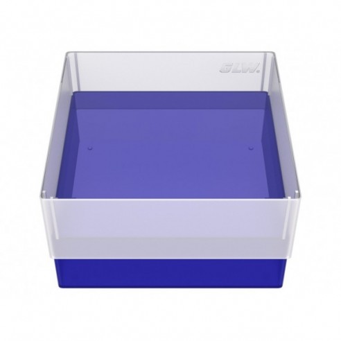 GLW-Box PP blue, 130 x 130 x 70 mm, w/o divider and holes