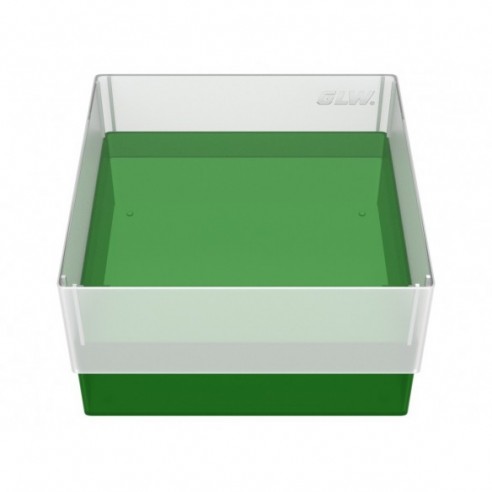 GLW-Box PP green, 130 x 130 x 70 mm, w/o divider and holes