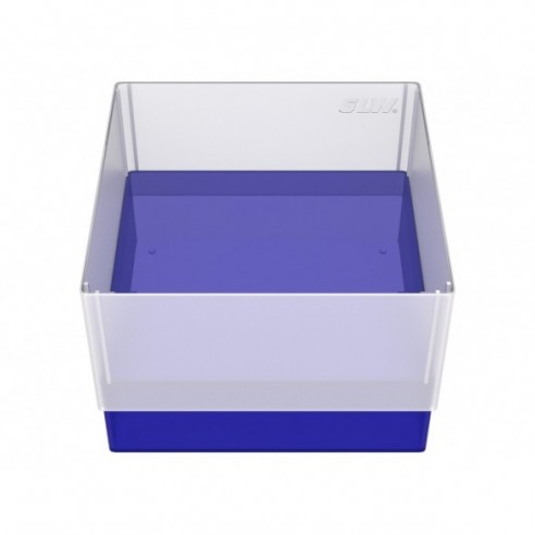 GLW-Box PP blue, 130 x 130 x 90 mm, w/o divider and holes