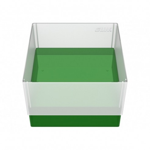 GLW-Box PP green, 130 x 130 x 90 mm, w/o divider and holes