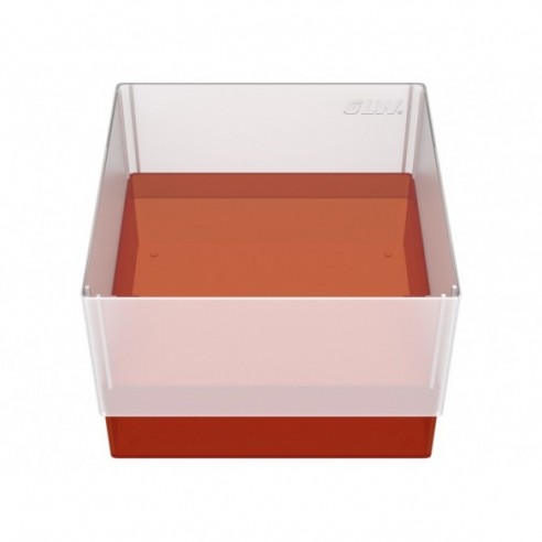 GLW-Box PP red, 130 x 130 x 90 mm, w/o divider and holes