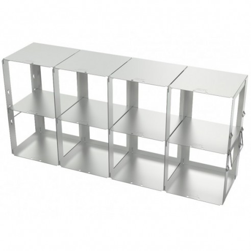 Stainless steel rack, 2x4 pl. 125 mm, 560 x 260 x 140 mm