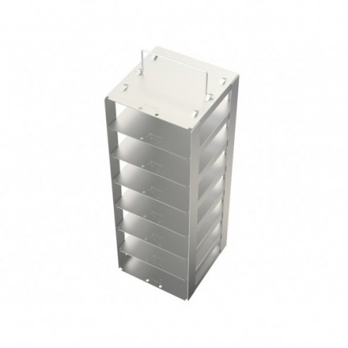 Stainless steel rack, 7 pl. 54 mm, 140 x 140 x 390 mm
