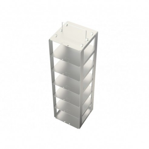 Stainless steel rack, 6 pl. 75 mm, 140 x 140 x 485 mm