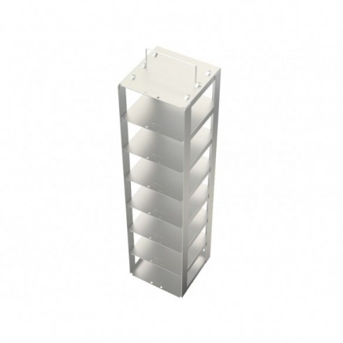 Stainless steel rack, 7 pl. 75 mm, 140 x 140 x 565 mm