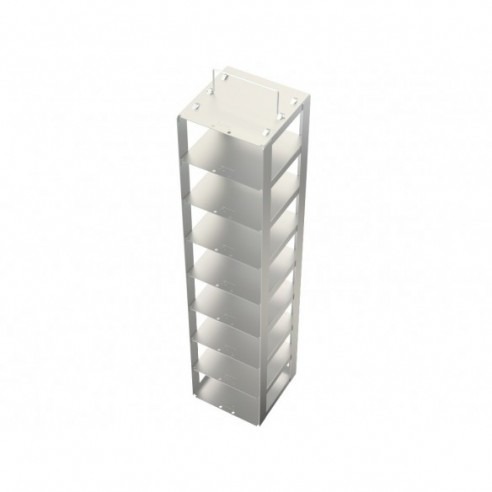 Stainless steel rack, 8 pl. 75 mm, 140 x 140 x 645 mm