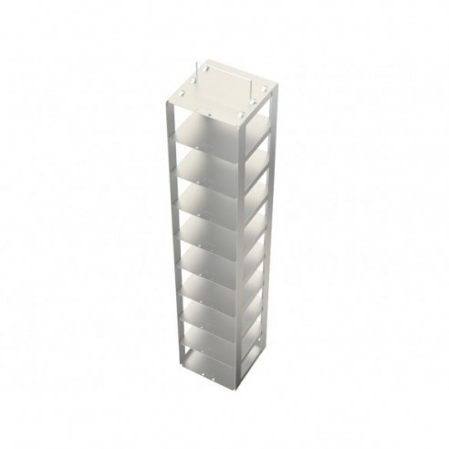 Stainless steel rack, 9 pl. 75 mm, 140 x 140 x 725 mm