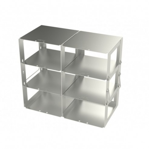 Stainless steel rack,  2x3 pl. 75 mm, 286 x 240 x 140 mm