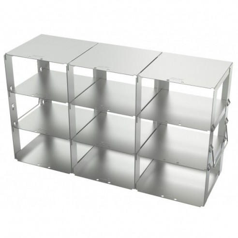 Stainless steel rack,  3x3 pl. 75 mm, 420 x 240 x 140 mm