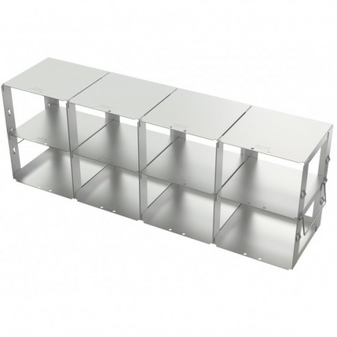 Stainless steel rack, 2x4 pl. 95 mm, 560 x 198 x 140 mm