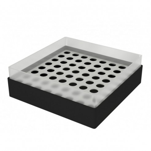 Cooling Rack PP black, 130 x 130 x 57 mm, for 64 tubes 1,5 or 2,0 ml