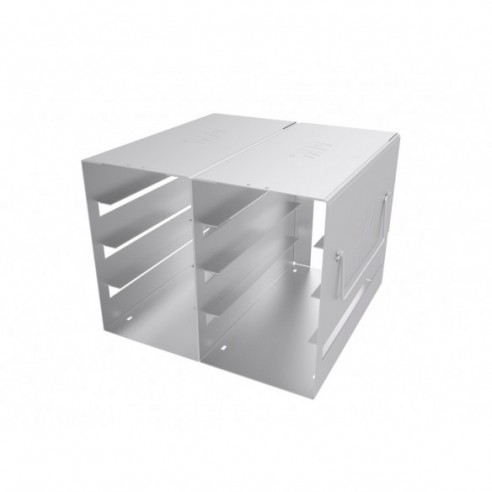 Stainless steel rack, 2x4 pl. for 31 mm slideboxes, 190 x 186 x 134 mm