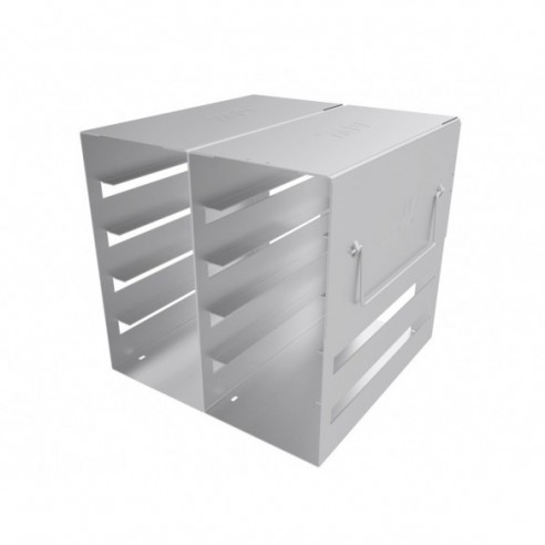 Stainless steel rack, 2x5 pl. for 31 mm slideboxes, 190 x 186 x 165 mm