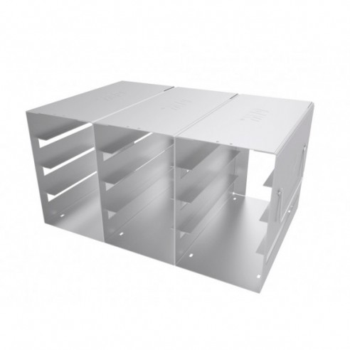 Stainless steel rack, 3x4 pl. for 31 mm slideboxes, 279 x 186 x 134 mm