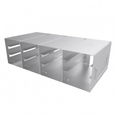 Stainless steel rack, 4x3 pl. for 31 mm slideboxes, 368 x 186 x 165 mm