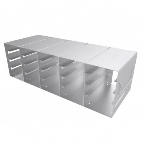 Stainless steel rack, 5x4 pl. for 31 mm slideboxes, 457 x 186 x 165 mm